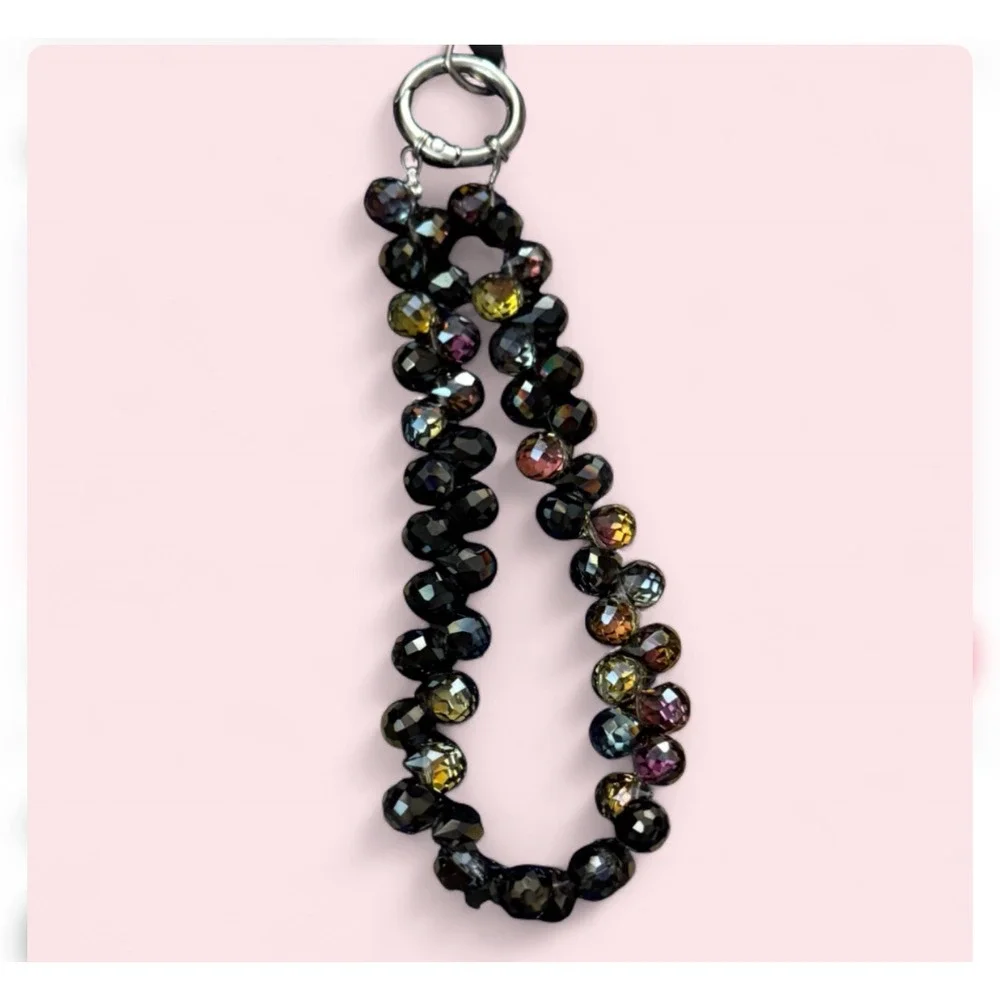 Danni Yan Midnight Beaded Phone Wrist Strap Crystal Lanyard Detachable Wristlet